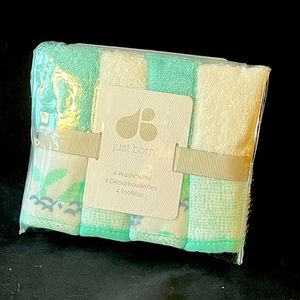 Just Born Blue Washcloths 4pk brand new